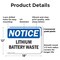 Signmission Lithium Battery Waste, 18 in W x Rectangle, Plastic OS-2PACK-NS-P-1218-L-15885 - alternate 4